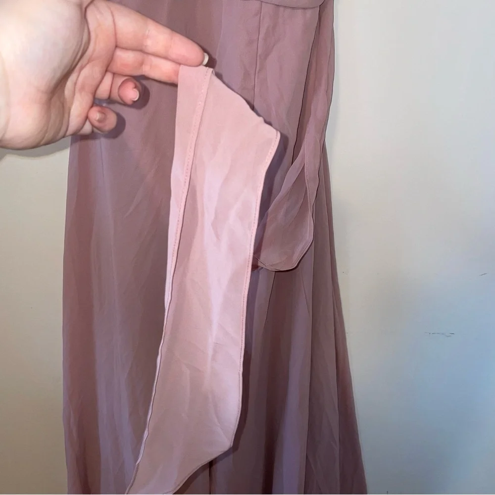 Azazie Evalleen Dusty Rose A-Line Pleated Chiffon Dress Size 12 - Picture 7 of 12